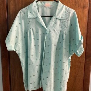 Retro Light blue patterned camp shirt from Blair, large
